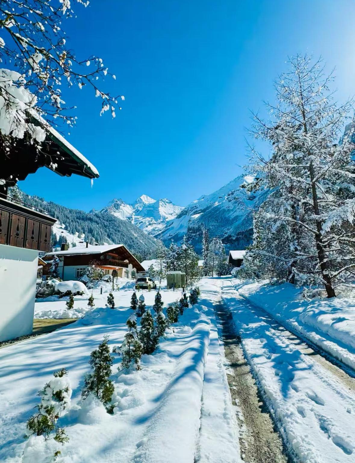 Ferienwohnung Cute & Cozy Oasis, Private Afternoon Sun Terrace Kandersteg Exterior foto